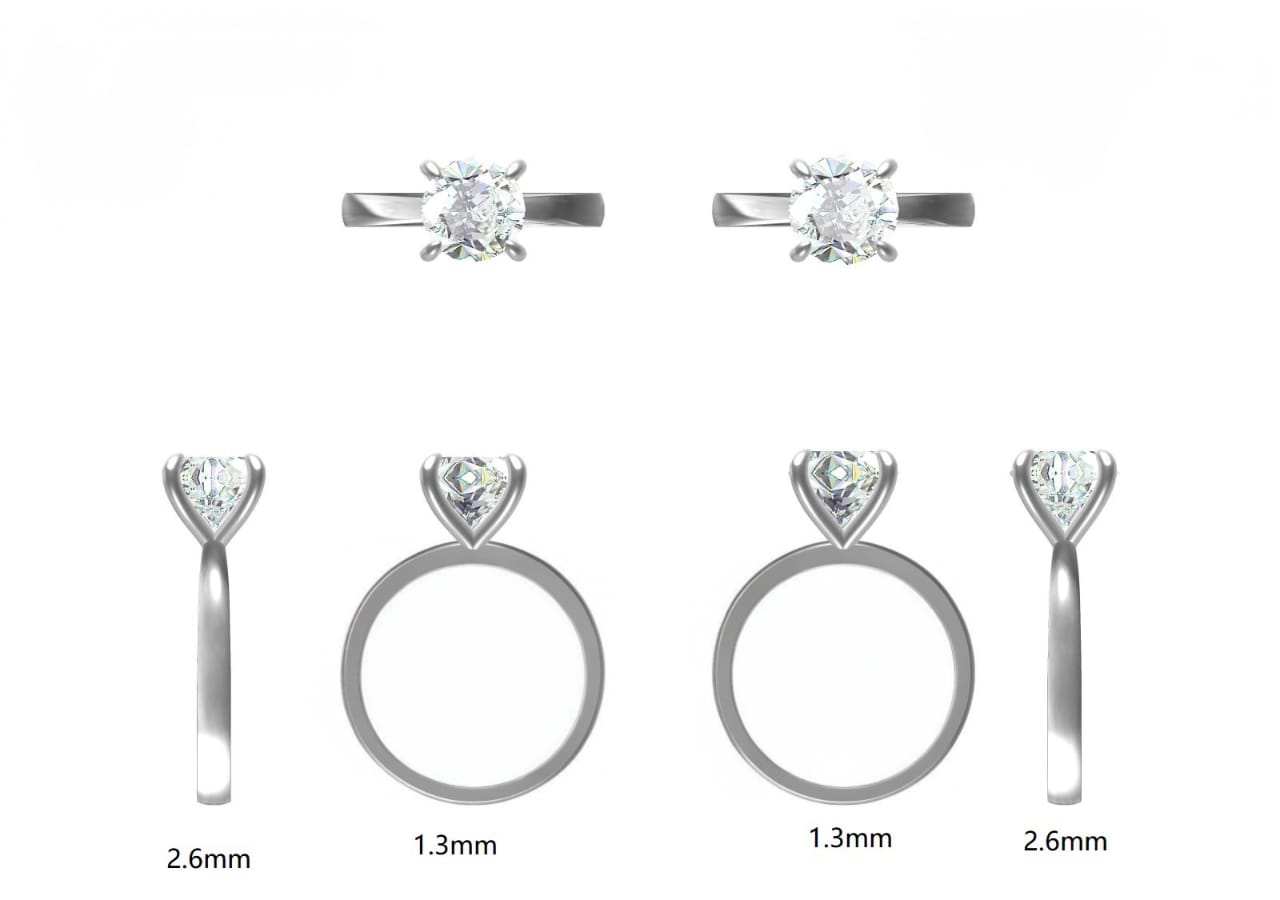 Round Brilliant cut - Moissanite Solitaire ring - Silver - S952