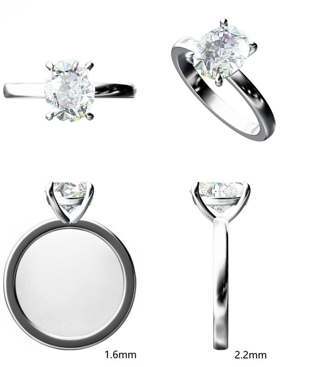 Oval Cut - Moissanite Solitaire ring - silver - S952