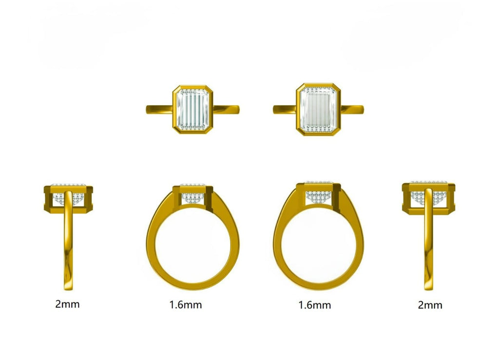 Emerald bezel - Moissanite Solitaire ring - 18k Gold plated- s925