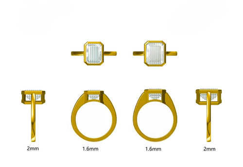 Emerald bezel - Moissanite Solitaire ring - 18k Gold plated- s925