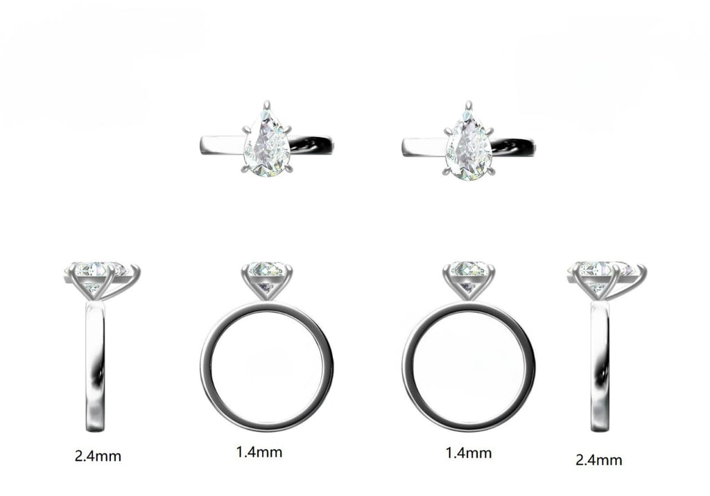 Pear - Cut Moissanite Solitaire ring silver - S952