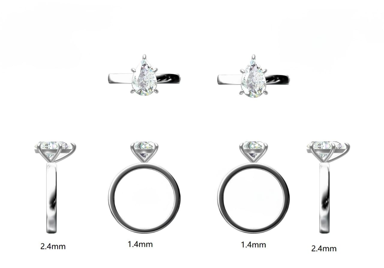 Pear - Cut Moissanite Solitaire ring silver - S952