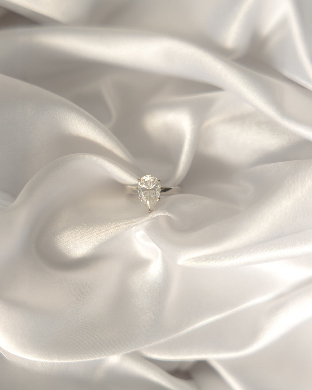 Pear - Cut Moissanite Solitaire ring silver - S952