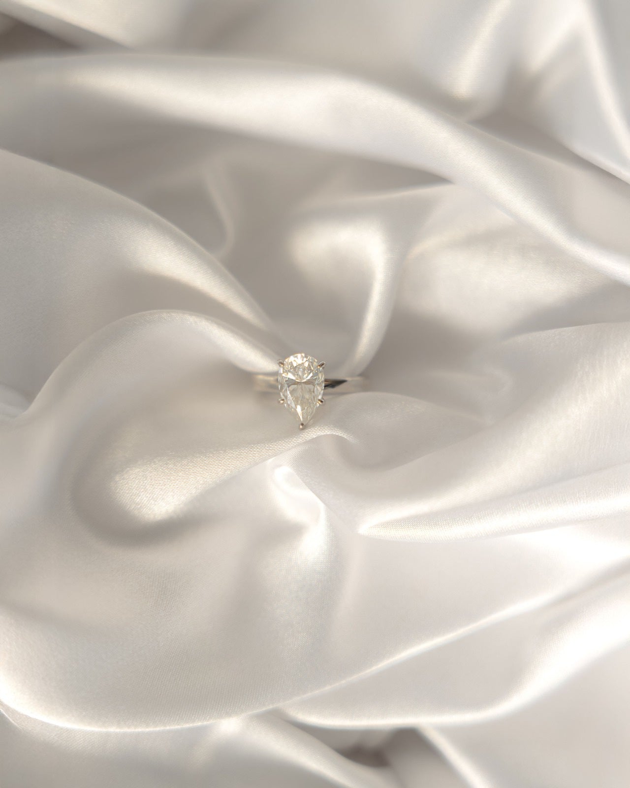 Pear - Cut Moissanite Solitaire ring silver - S952